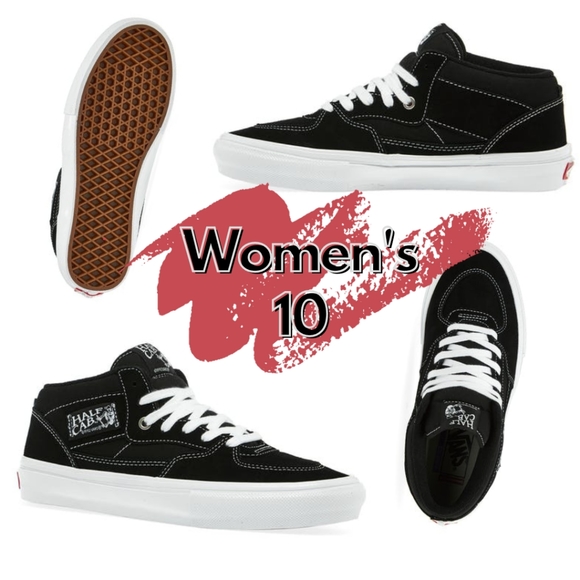 Vans Half Cab Black Suede White Women's Size 10 - Picture 1 of 2